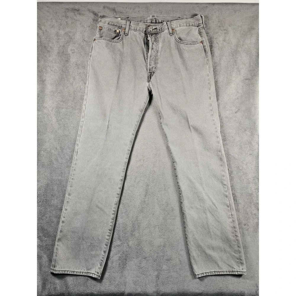 Levi's 501 Original Button Fly Jeans Mens 38x34 Light Gray Premium Denim